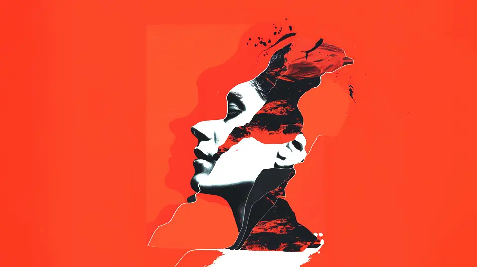 art of red women side profile